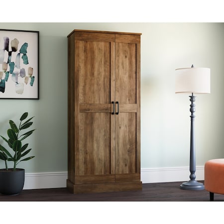 Sauder Double Deep Storage Cabinet Rp , Two adjustable shelves and one fixed shelf behind each door 427959